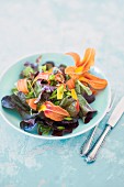 Lily salad with raspberry dressing