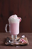White hot chocolate with candy cane