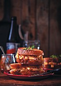 Ciabatta toasties with macaroni, cheese, and bacon