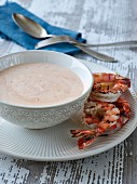 Bisque with grilled shrimp