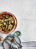Roast Broccoli and cheddar filo tart