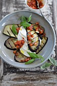 Grilled aubergine salad with mozzarella