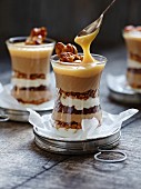 Trifles with condensed milk and caramel