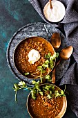 Lamb soup with lentils and chermoula