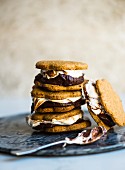 Smores cookie sandwiches, stacked