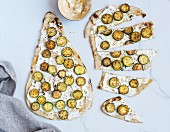 Naan bread with zucchini and labneh