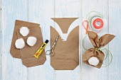 Instructions for making bunny gift bags with cotton tails