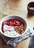 Plum compote with granola and yoghurt