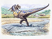 Tyrannosaurus rex hunting, illustration