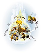 Japanese honey bee thermal defence, illustration