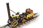 Stephenson's Rocket locomotive, illustration