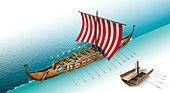 Viking longship, illustration