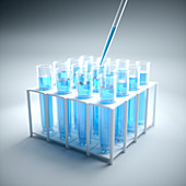 Test tubes with pipette, illustration
