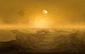 Artwork of lakes on Titan