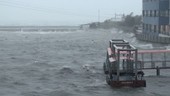 Boats on jetty during Typhoon Rammasun