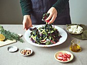 Winter salad (kales, beets, fennel, radish), toasted pumpernickel crumbs, homemade ricotta, candied walnuts or hazelnuts
