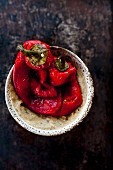 Baked red pepper in a bowl
