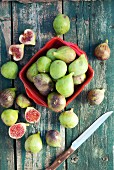 Fresh figs on a wooden table