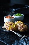 Baked potatoes with two toppings