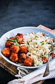 Beef meatballs with rice