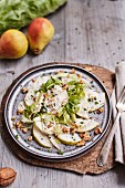 Chicory and waldorf salad with pears and walnuts