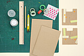 Materials for making DIY cardboard tea light holders with washi tape