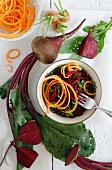Beetroot and carrot salad with rocket