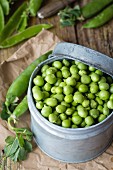 Green peas in a tin can