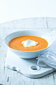 Carrot cream soup with cream fraiche