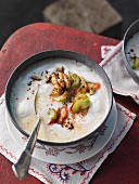 Fruit cream soup with caramelised walnuts (Austria)