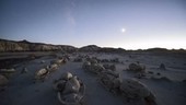 Milky Way over badlands, time-lapse footage