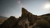 Milky Way and Moon over petroglyphs, time-lapse footage