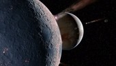 Impacts on young alien planet and moons