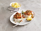 Cod fillets with celery and potato puree