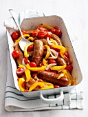 Sausages with vegetables from the oven