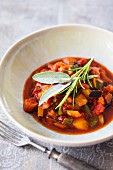 Ratatouille with aubergines, courgettes and peppers