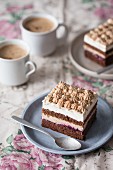 Cappuccino cake with chocolate sponge, coffee and vanilla frosting