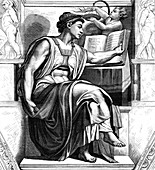 Michelangelo's 'Sibyl of Erythrae', historical illustration