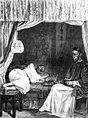 19th Century Chinese opium smokers, illustration
