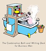 Combination bath and writing desk by W. Heath Robinson