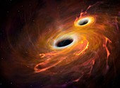 Artwork of Black Holes Merging, illustration
