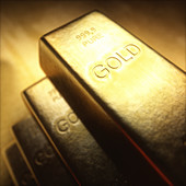 Gold bars, close up, illustration