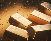 Gold bars and nuggets, illustration