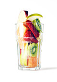 Selection of fresh fruit in glass