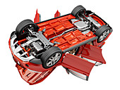 Car viewed from below, illustration