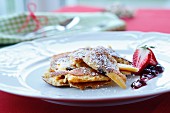 'Kaiserschmarrn' (fluffy shredded pancake) with strawberries and jam