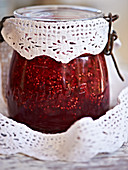 A jar of redcurrant and mint jelly