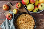 Apple cake and fresh apples