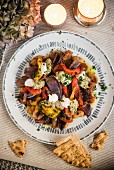 Lebanese butter beans with roasted peppers, tomatoes and creamy baba ghanoush
