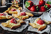 Puff pastry dessert with strawberries